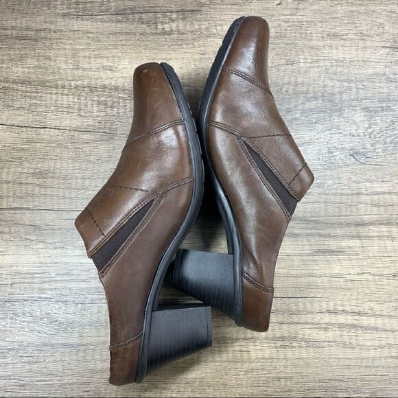 Michel M.~Women’s~Brown~Leather~Mules Heels~Size 10M  - Picture 6 of 9